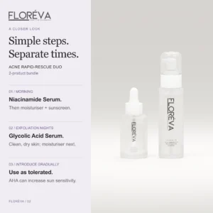 Acne Rapid-Rescue Duo: morning, exfoliation nights, introduce gradually.