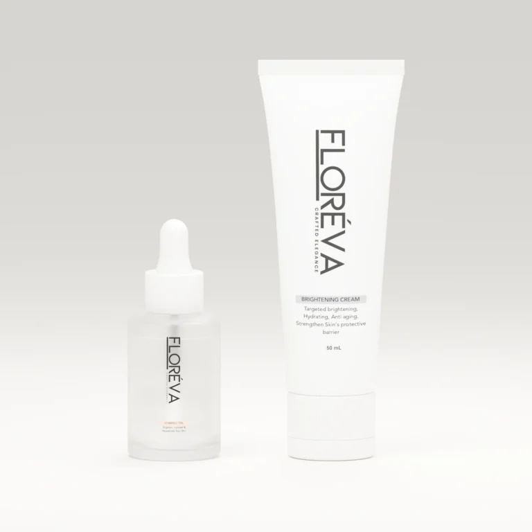 Floreva Radiance-Reset Duo product bundle, soft cream studio lighting.