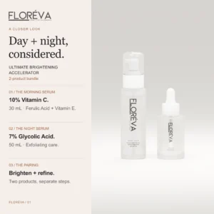 Ultimate Brightening Accelerator: the morning serum, the night serum, the pairing.