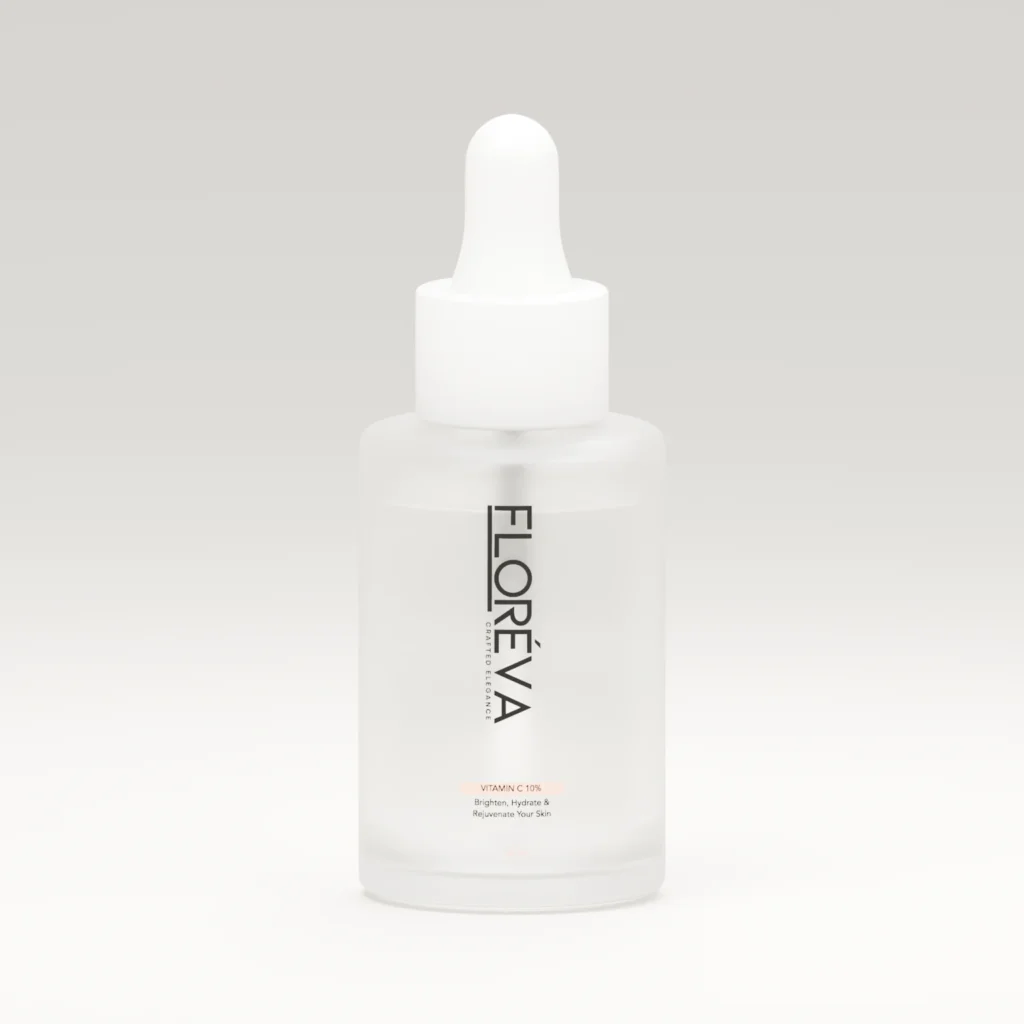 Floreva Vitamin C Serum 30 mL, soft cream studio lighting.