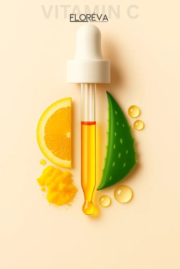 Floreva Vitamin C 10% serum, triple antioxidant synergy with orange, aloe and vitamin C