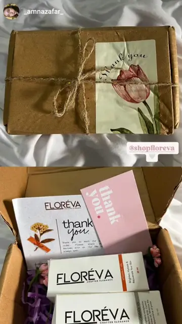 Amna unboxes her Floreva serums.